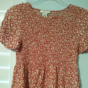 Red flower dressy top
